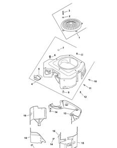 Kohler Cv23-75592 Blower Housing And Baffles Diagram and Parts List for ENFORCER54 53AH3AGT050-23HP Cub Cadet Lawn Tractor